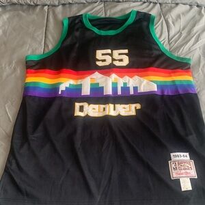 Mitchell & Ness Black Denver Jersey with Rainbow Stripes